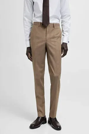 MANGO Slim pantalon bruin