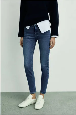 MANGO Regular waist skinny jeans dark blue denim