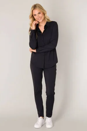 Base Level Slim regular waist broek