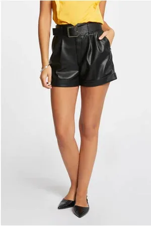 Morgan Imitatieleren high waist slim fit short