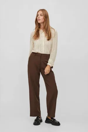 VILA Geweven blouse VICHIKKA met kant ecru