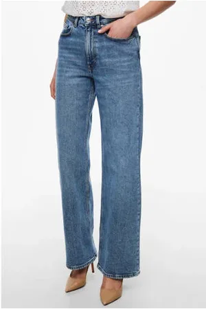 ONLY High waist wide leg jeans ONLJUICY medium blue denim