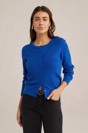 WE Fashion Gebreid vest met ingebreid patroon blauw