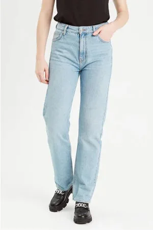 Cache Cache High waist straight leg jeans light blue denim