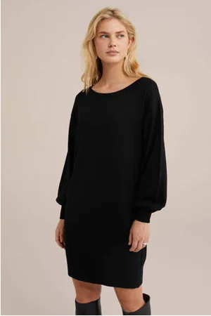 WE Fashion Korte jurk zwart met wol