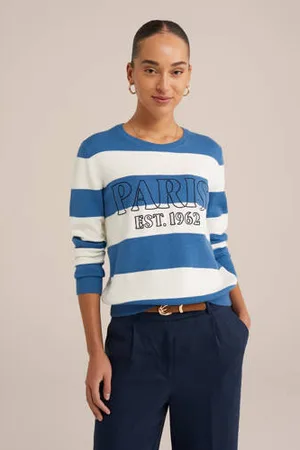 WE Fashion Trui blauw gebreid