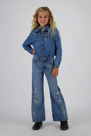 Vingino Wide leg jeans light blue denim
