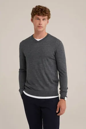WE Fashion WE Fundamentals wol gebreide trui grijs