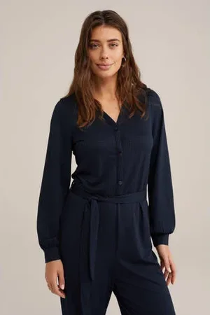 WE Fashion Straight jumpsuit donkerblauw