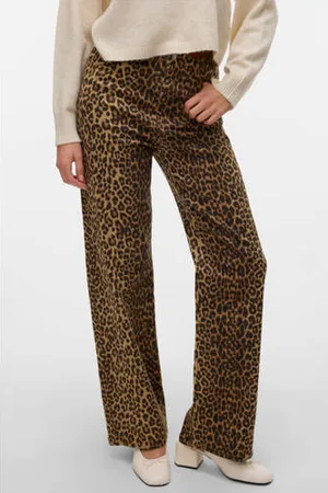 VERO MODA High waist wide leg jeans VMTESSA met panterprint
