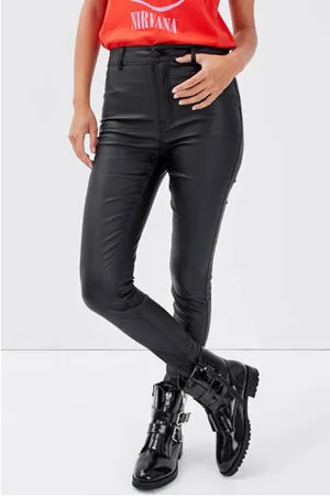 Cache Cache Coated high waist skinny broek zwart