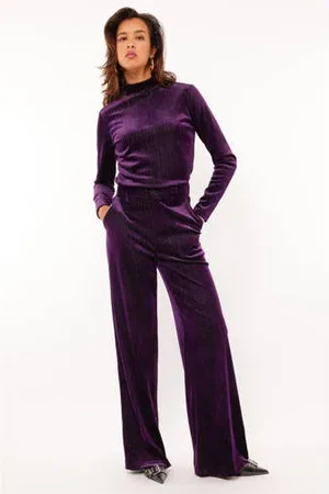 Fluresk Velours wide leg broek Zelda