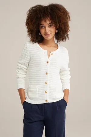 WE Fashion Gebreid vest wit