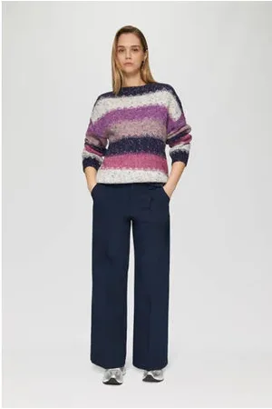 QS by s.Oliver Wide leg regular waist pantalon donkerblauw