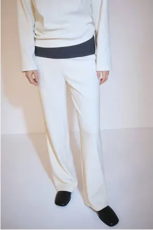 MANGO Regular waist broek beige