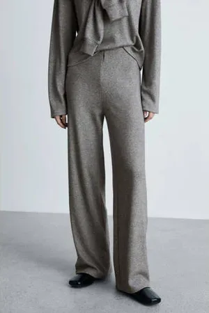 MANGO High waist casual broek fijn gebreid