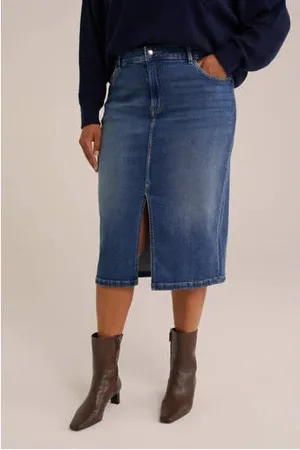 WE Fashion Curve denim spijkerrok medium blue denim