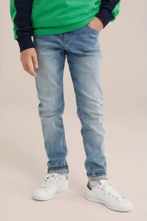 WE Fashion Blue Ridge tapered jeans lichtblauw