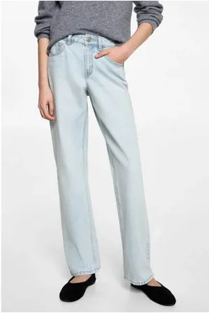 MANGO Straight regular waist light blue denim