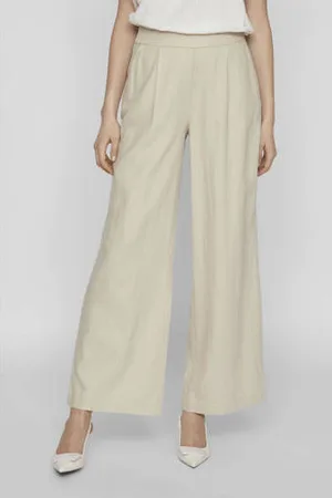 VILA Wide leg broek VIJOLANDA beige