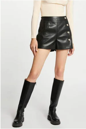 Morgan Imitatieleren high waist loose fit short