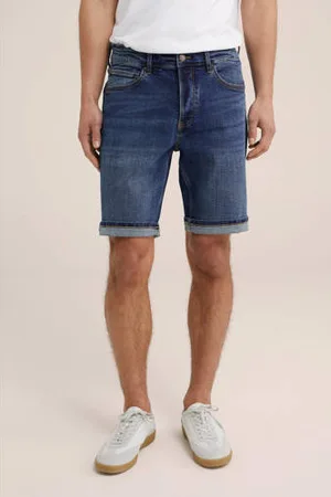 WE Fashion Blue Ridge slim fit short donkerblauw