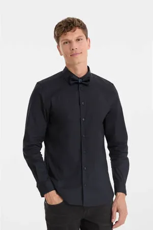 Anytime Slim fit overhemd met vlinderstrik