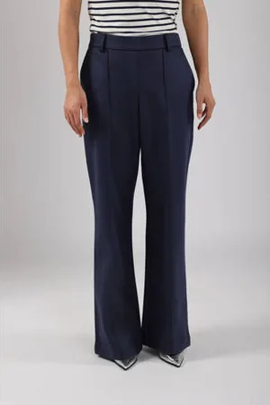 NUKUS Straight high waist pantalon donkerblauw