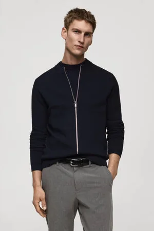 MANGO Gebreid vest donkerblauw