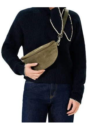 Manfield Suède crossbody tas donkergroen