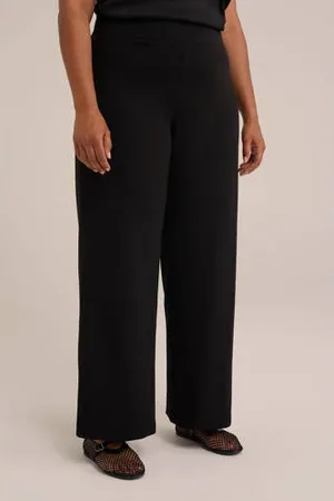 WE Fashion Curve wide leg pantalon zwart