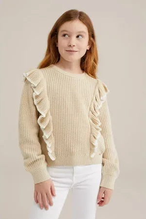 WE Fashion Gebreide trui beige