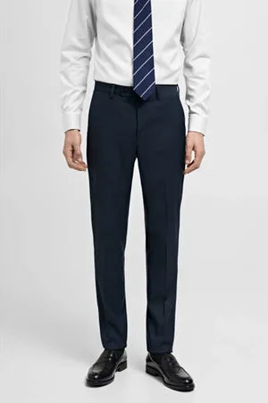 MANGO Slim pantalon donkerblauw