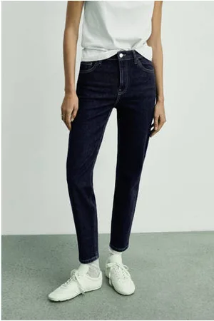MANGO Regular waist dark blue denim