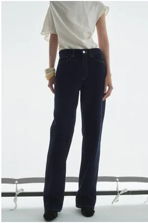 MANGO Straight fit jeans dark blue denim