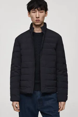 MANGO Gewatteerde jas donkerblauw