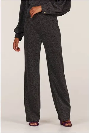 Jansen Amsterdam Wide leg broek glitters zwart/zilver