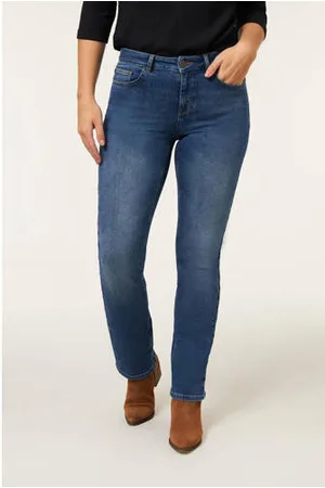 Miss Etam Straight leg jeans Jackie medium blue denim