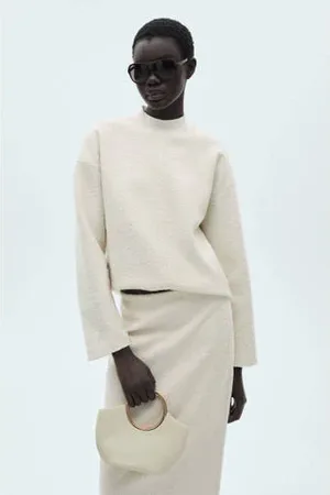 MANGO Trui beige fijn gebreid