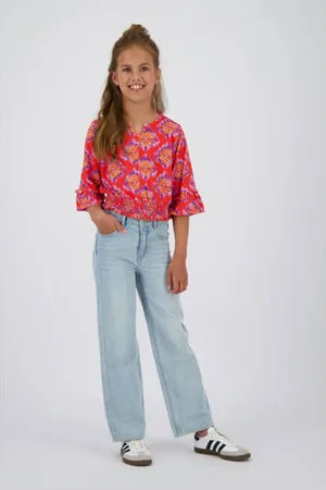 Vingino Wide leg regular waist jeans light blue denim