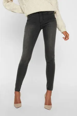 VERO MODA Mid waist skinny jeans VMTANYA dark grey denim