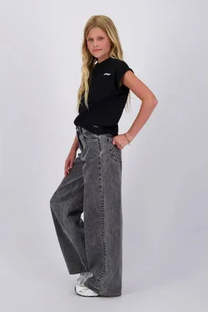 Raizzed Wide leg regular waist jeans grey denim