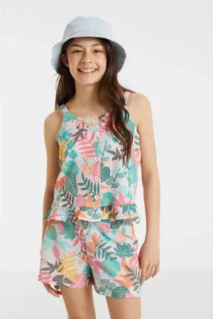 Anytime Crinkle top met all over print