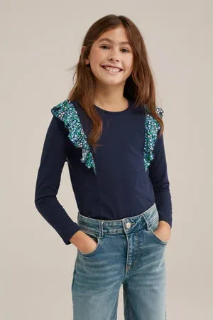 WE Fashion Longsleeve donkerblauw