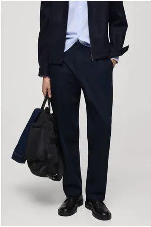 MANGO Straight pantalon donkerblauw