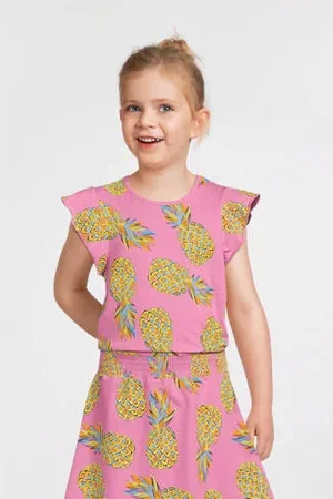 Orange stars Jurk Phyllis met all over print