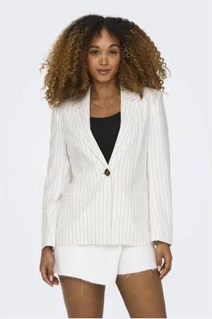 ONLY Gestreepte rechtvallende blazer wit/ donkerblauw
