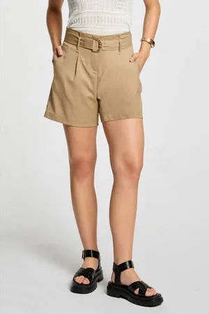 Morgan High waist straight fit short met krijtstreep