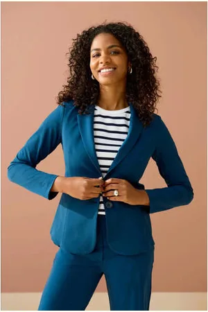 &Co Woman Rechtvallende blazer PHILEINE van travelstof