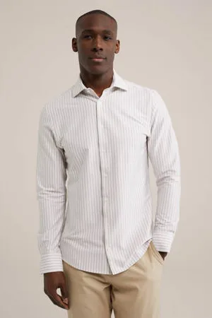 WE Fashion Gestreept slim fit strijkvrij overhemd